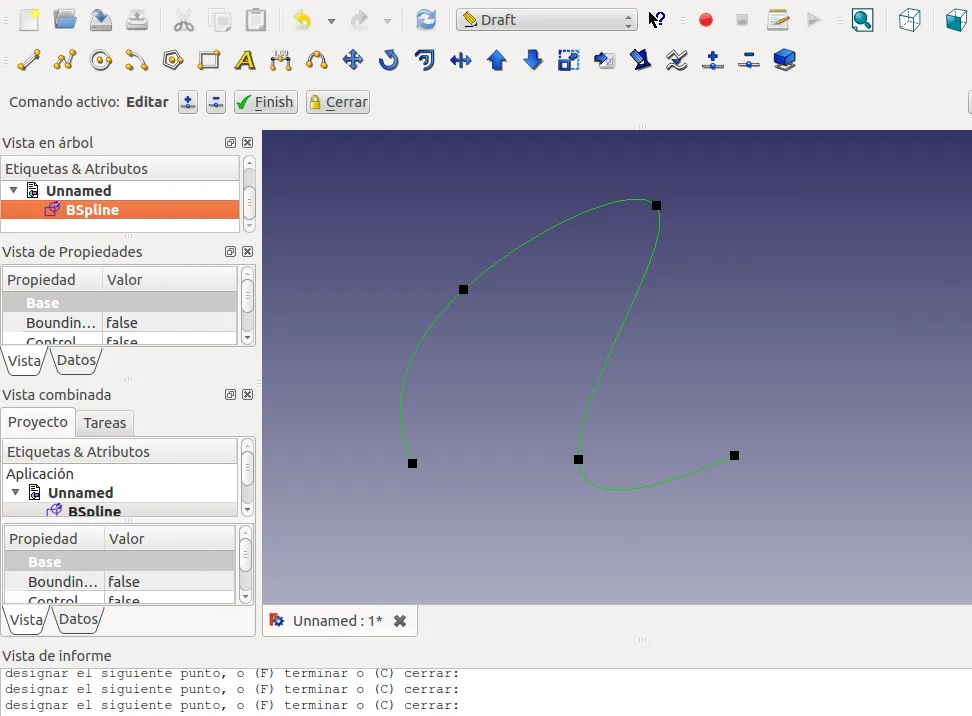 Una B-Spline según FreeCAD