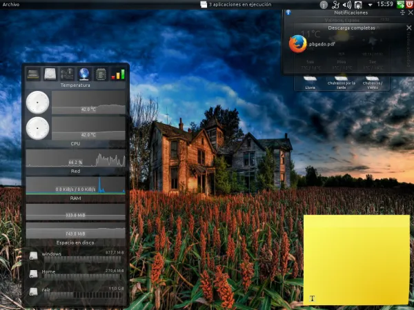 Notificación de descarga en Firefox.